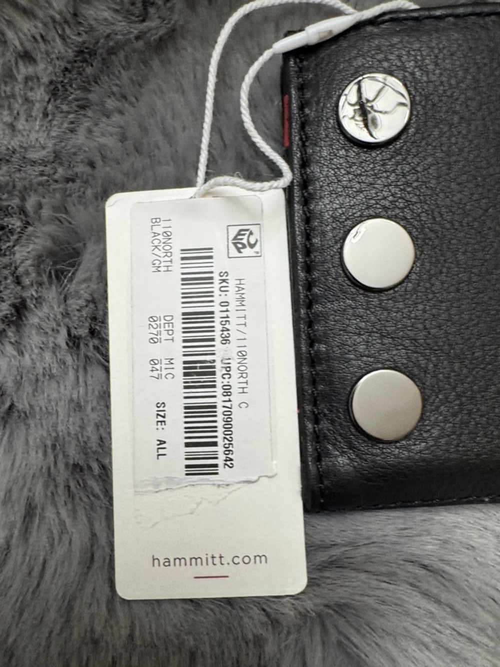 Hammitt Black Leather Zip Wallet with Gunmetal Rivet Hardware - Picture 5 of 6